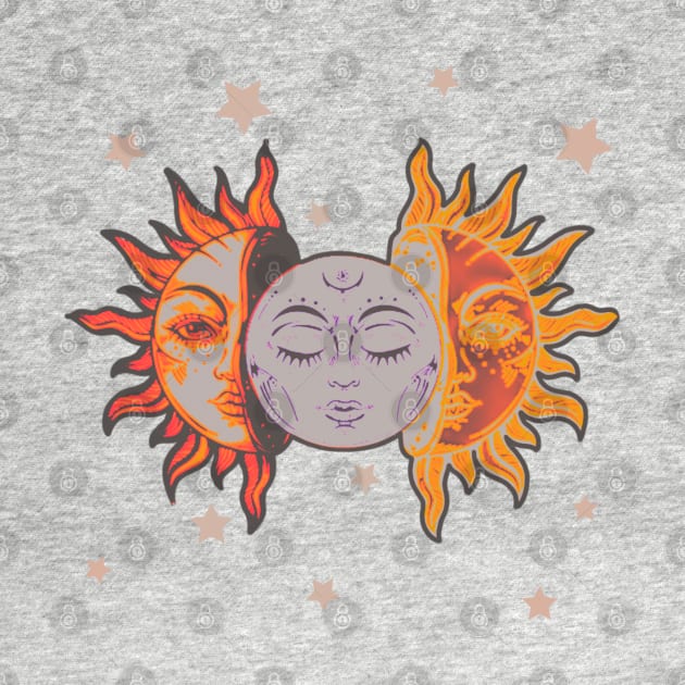 Star child of the moon and sun (matte greyish green bg, matte 2 version) by VantaTheArtist